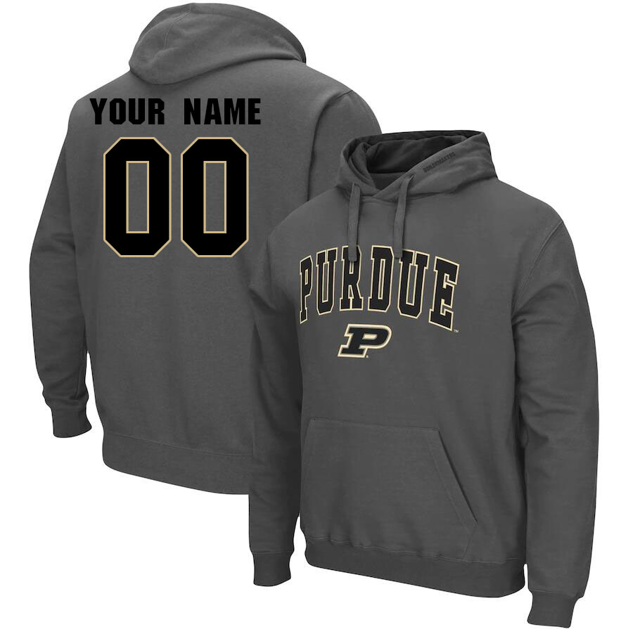 Custom Purdue Boilermakers Name And Number College Hoodie-Charcoal